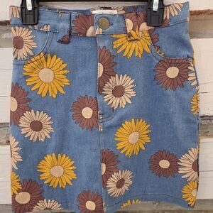 Flower denim skirt